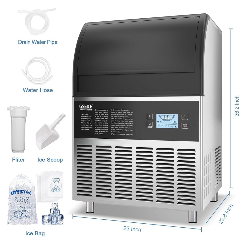Commercial Ice Maker Machine (250lbs/24H with 70lbs Ice Storage)