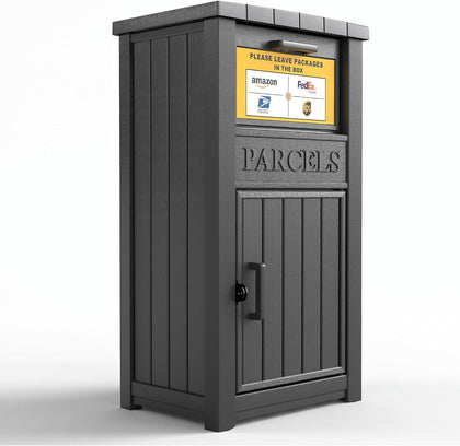 Package Delivery Box for Outside, Parcel Drop Box, Black, 60 Gallon | Large, Lockable & Weatherproof, Anti-Theft