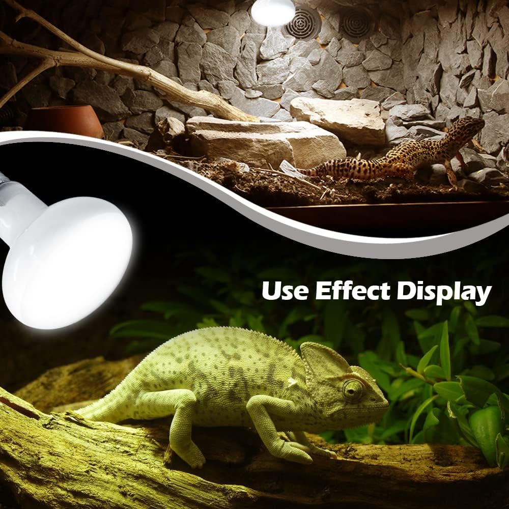 Reptile Heat Lamp 75W 2 Pack,UVA Basking Light Bulbs,Natural Daylight Terrarium Heat Lamps for Bearded Dragon