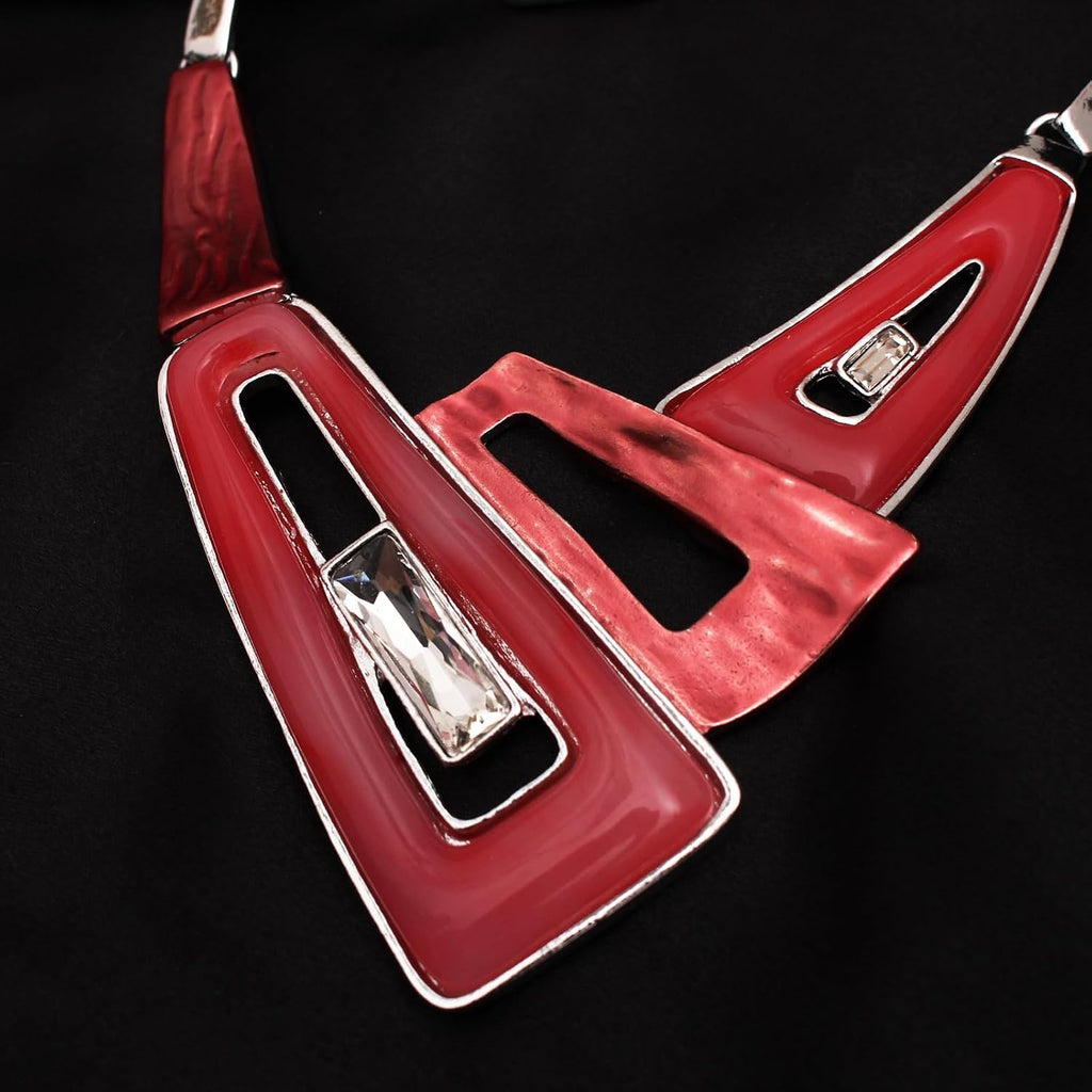 Irregular Enamel Triangle Shape shell Collar Bib Bohemian Boho Statement Necklace Earrings Fashion Costume Jewelry