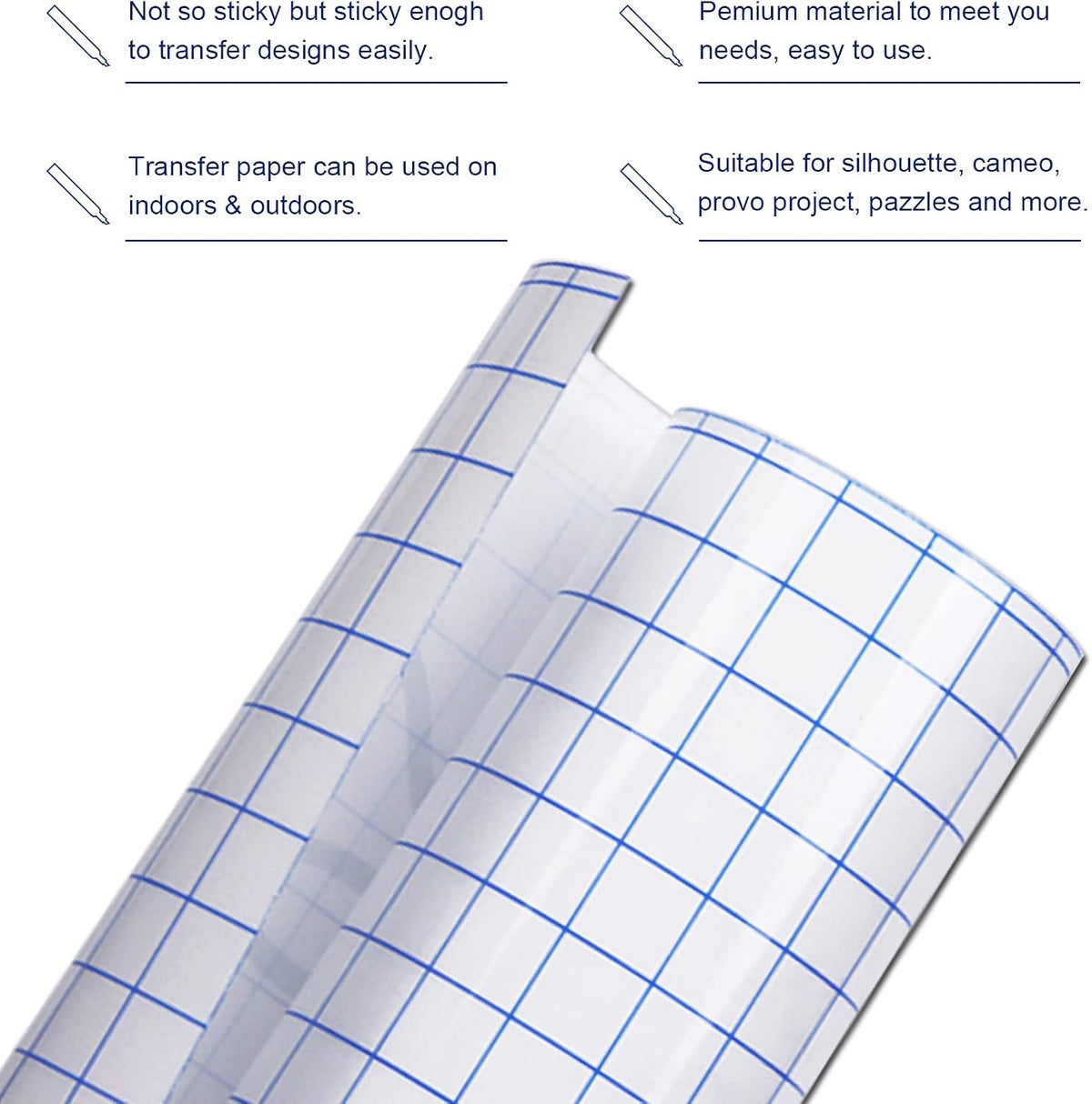 Transfer Tape for Vinyl -12" x 50 FT w/Alignment Grid Transfer Paper Tape