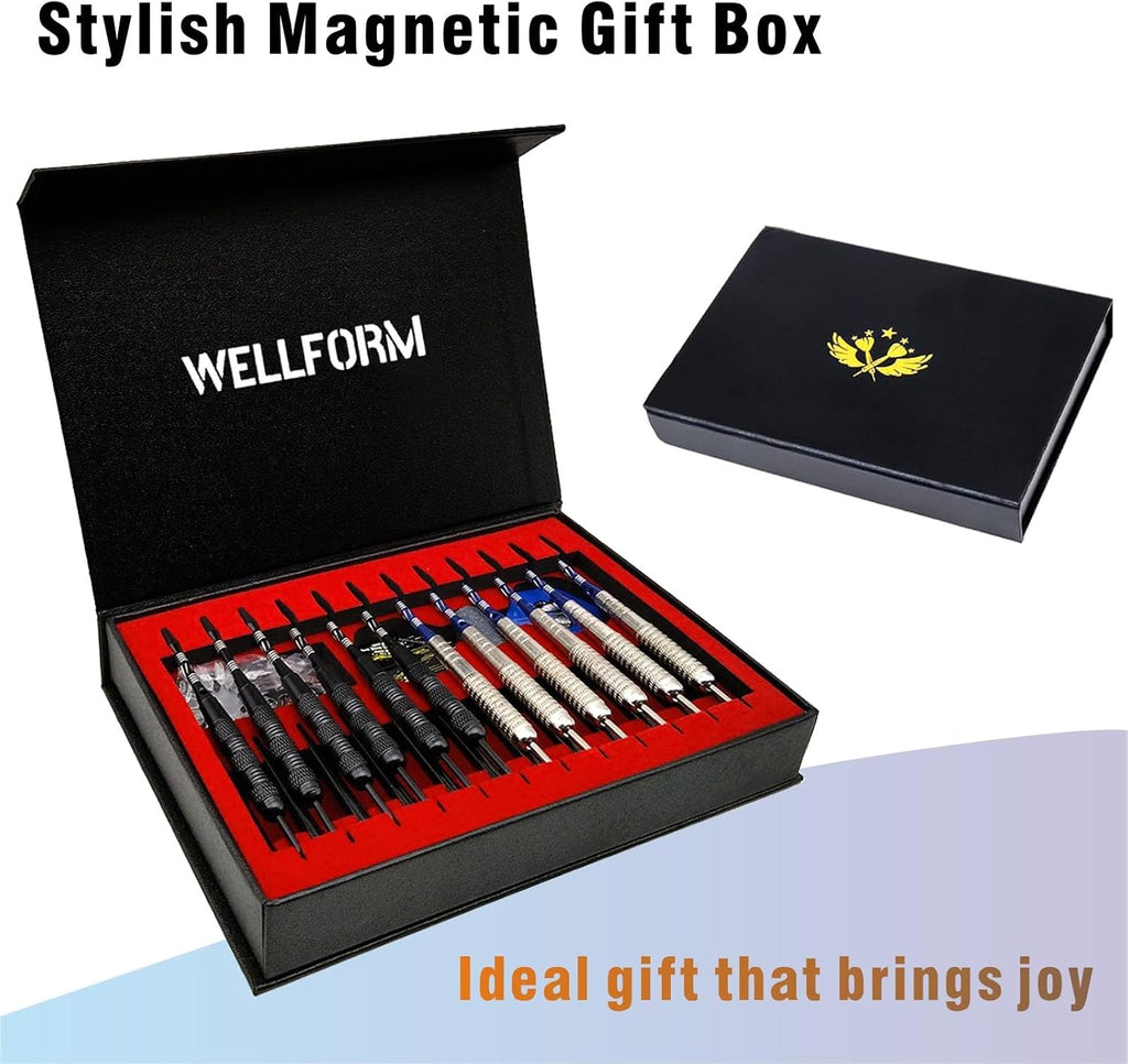 Darts Metal Tip Set, 12 Pack 22 Grams Steel Tip Darts Set-Professional Metal Darts for Dartboard, with Non-Slip Iron