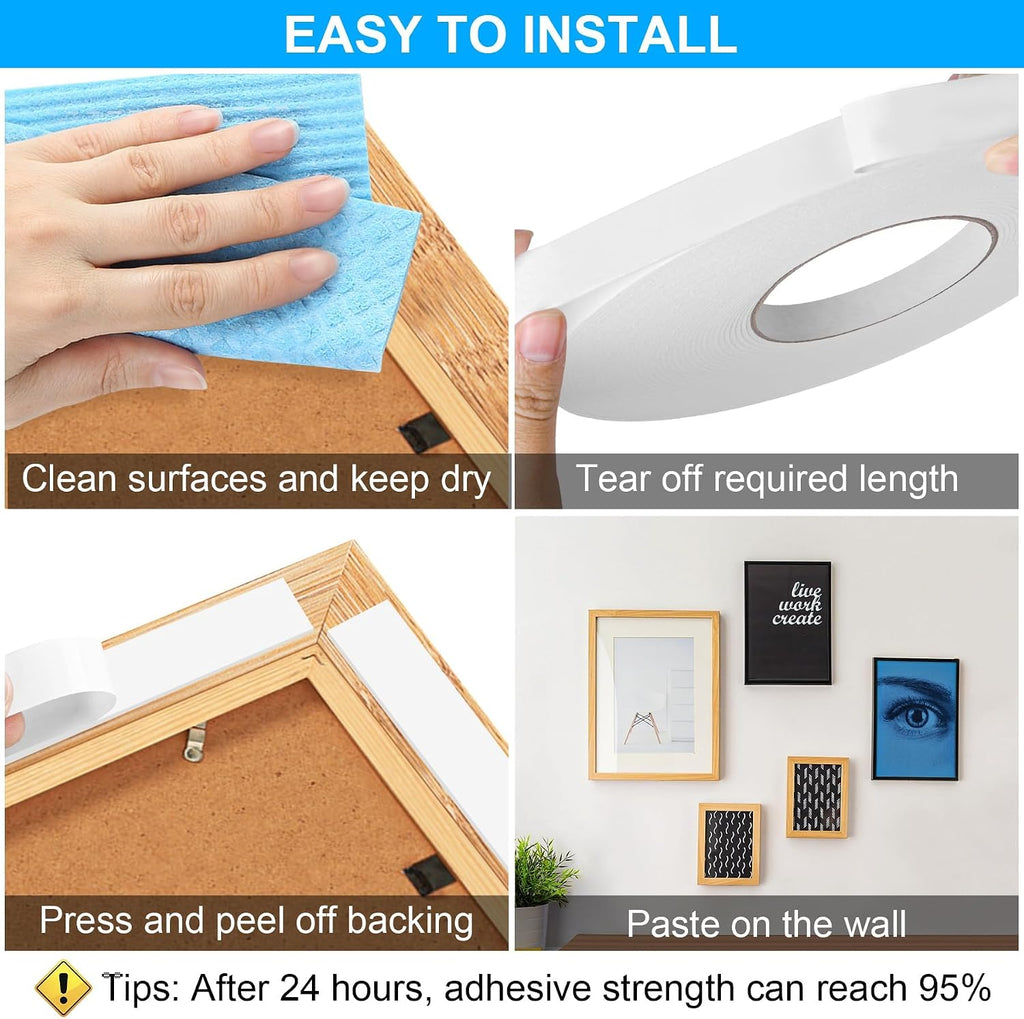 Double Sided Foam Tape 1.18In x 33FT 2 Pack, Mounting Tape Heavy Duty, Strong Adhesive Weatherproof Seal Strips for
