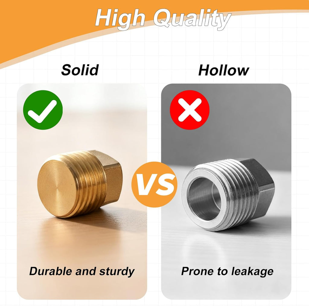 1/2 Inch NPT Boat Drain Plugs, 2 Pack Solid Brass Boat Plug