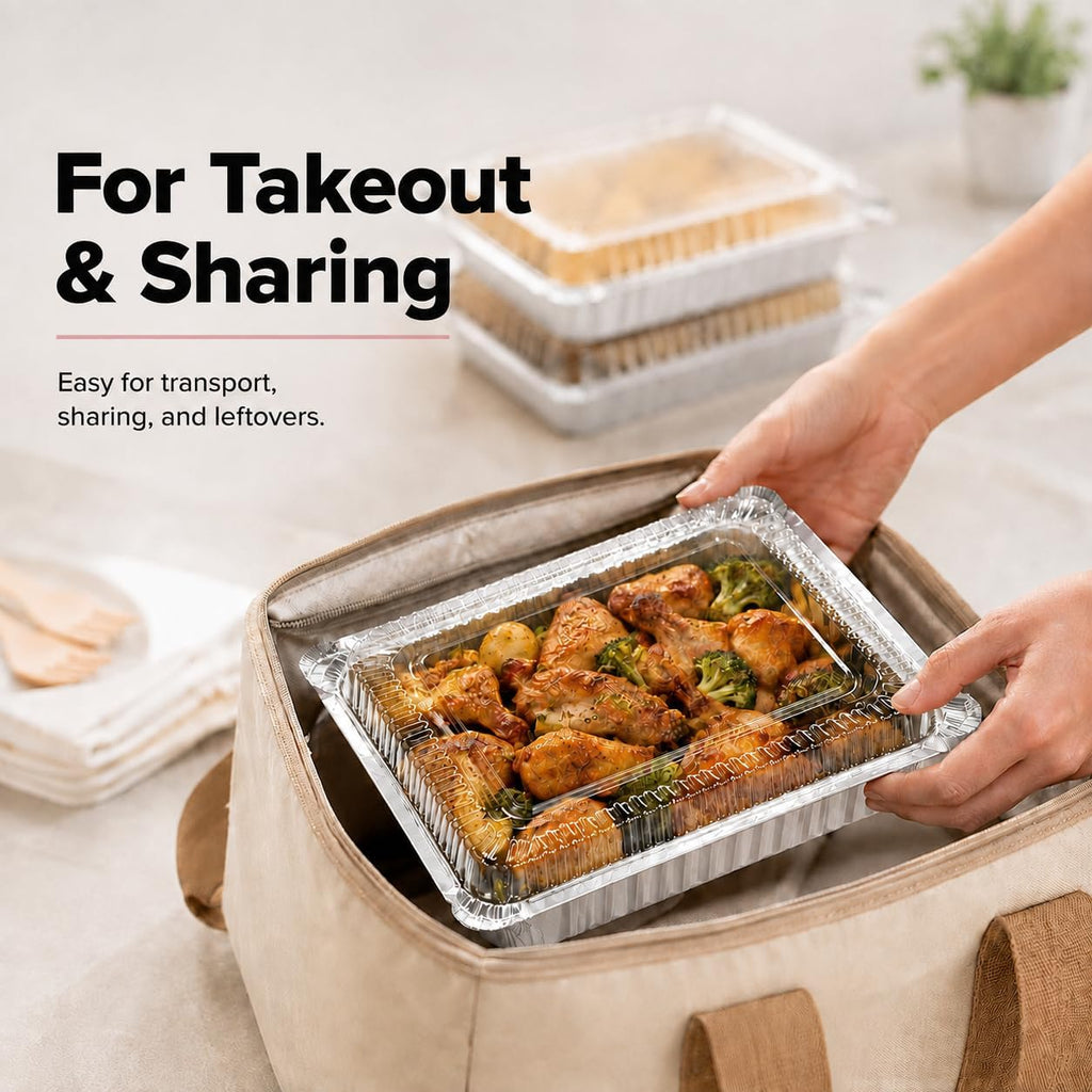 35-Pack 8x8 Disposable Aluminum Foil Pans with Clear Lids