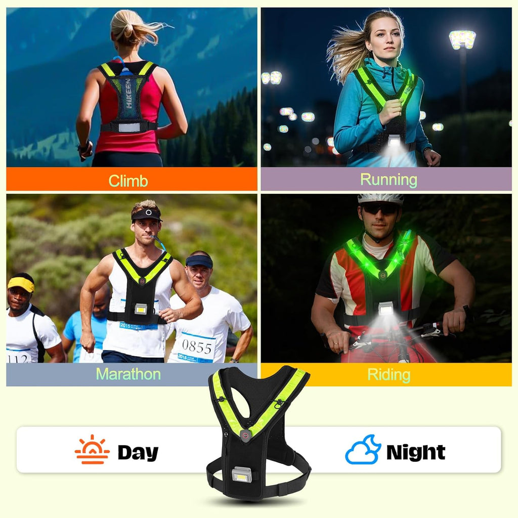 Running Vest for Women Men, Adjustable Straps Hydration Vest with Water Bladder, LED Reflective Belt and Outdoor
