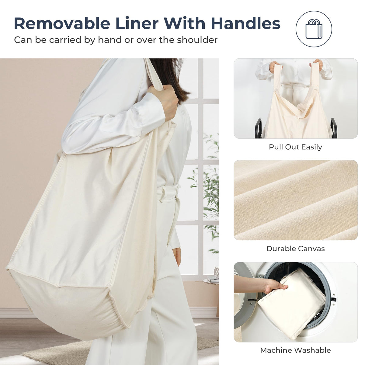 Laundry Hamper 2 Section, 100L Rolling Laundry Sorter Cart with Removable and Washable Liner Bag, Clothes Hamper with
