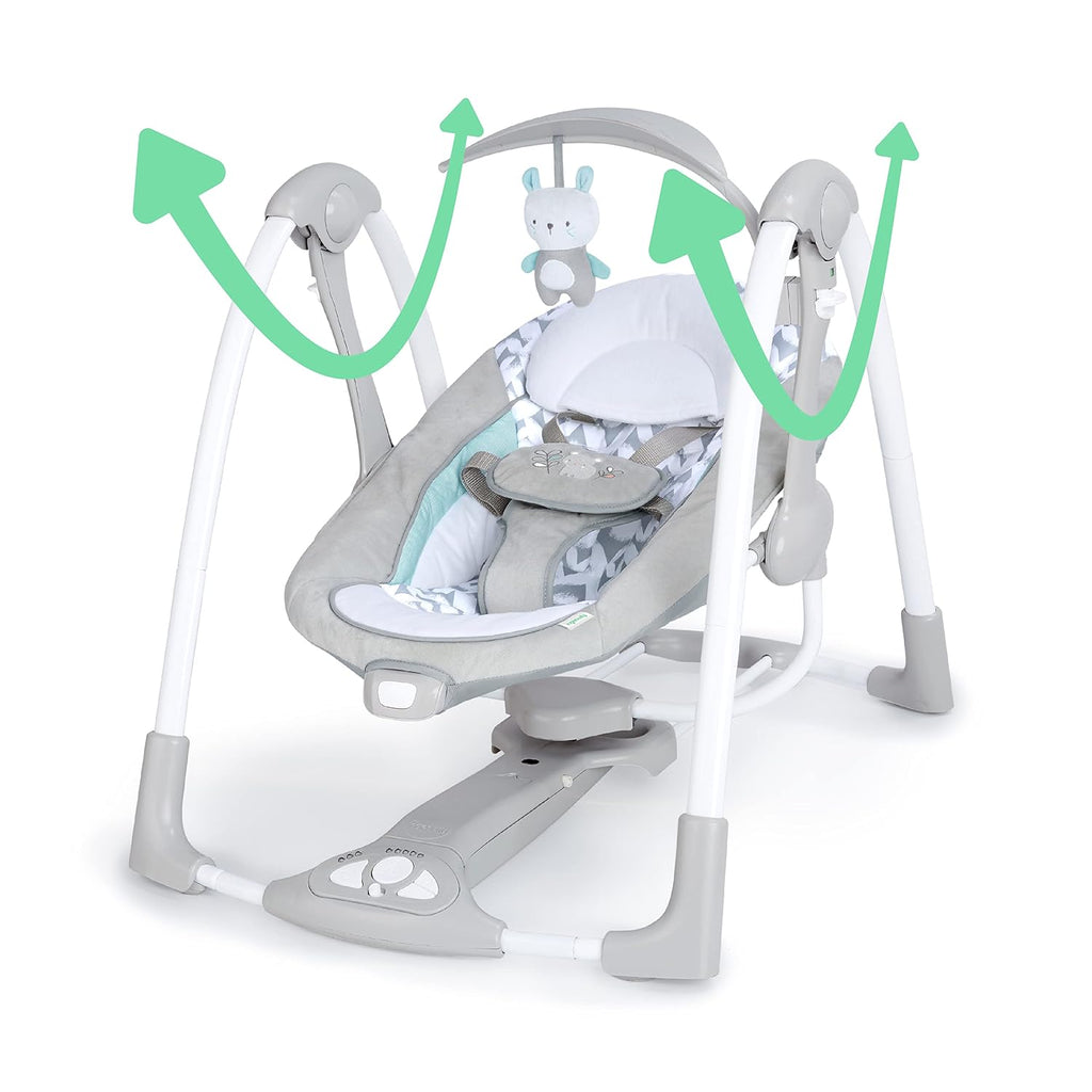 ConvertMe 2-in-1 Compact Portable Automatic Baby Swing & Infant Seat, Battery-Powered Vibrations, Nature Sounds, 0-9
