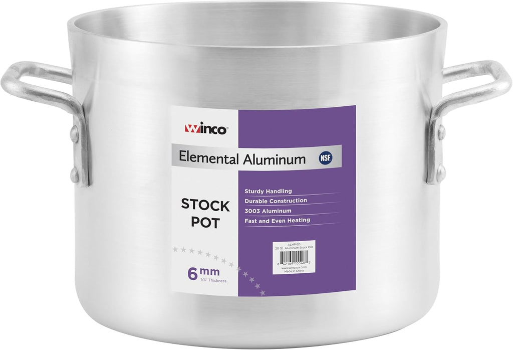 6.0mm Aluminum Stock Pot, 32-Quart | Heavy-duty, Riveted handles, Great for Stocks, Soups, Pasta and Batch Cooking