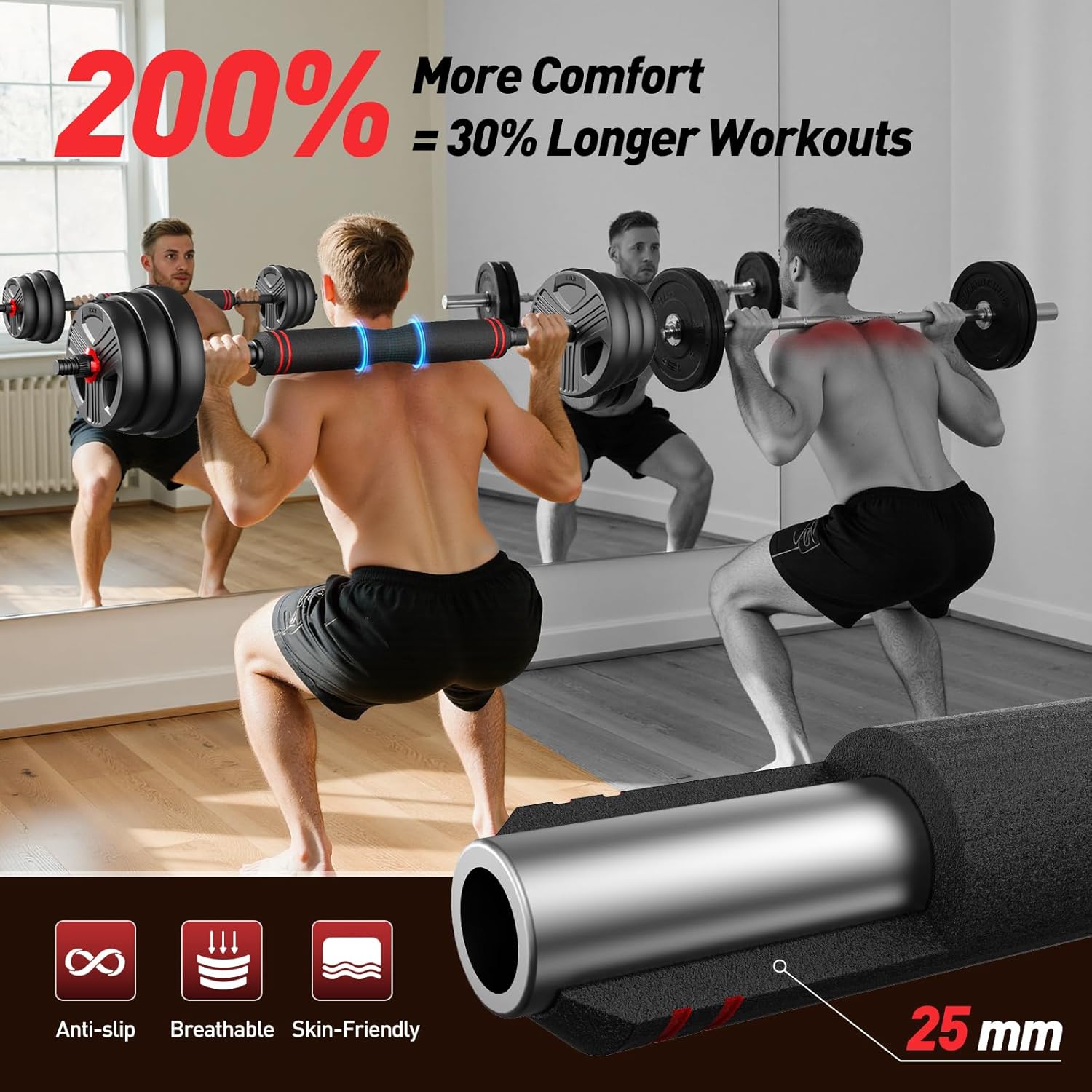 Adjustable dumbbell set,20/35/45/55/70/90lbs Free Weights set with upgraded nut, 5 in 1 Weight Set Used as
