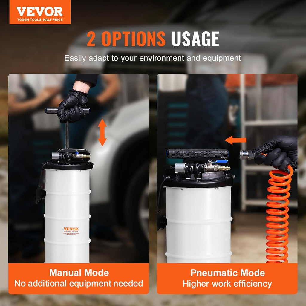 VEVOR 6.5L Pneumatic/Manual Oil Extractor Pump, Fluid Extractor Pump