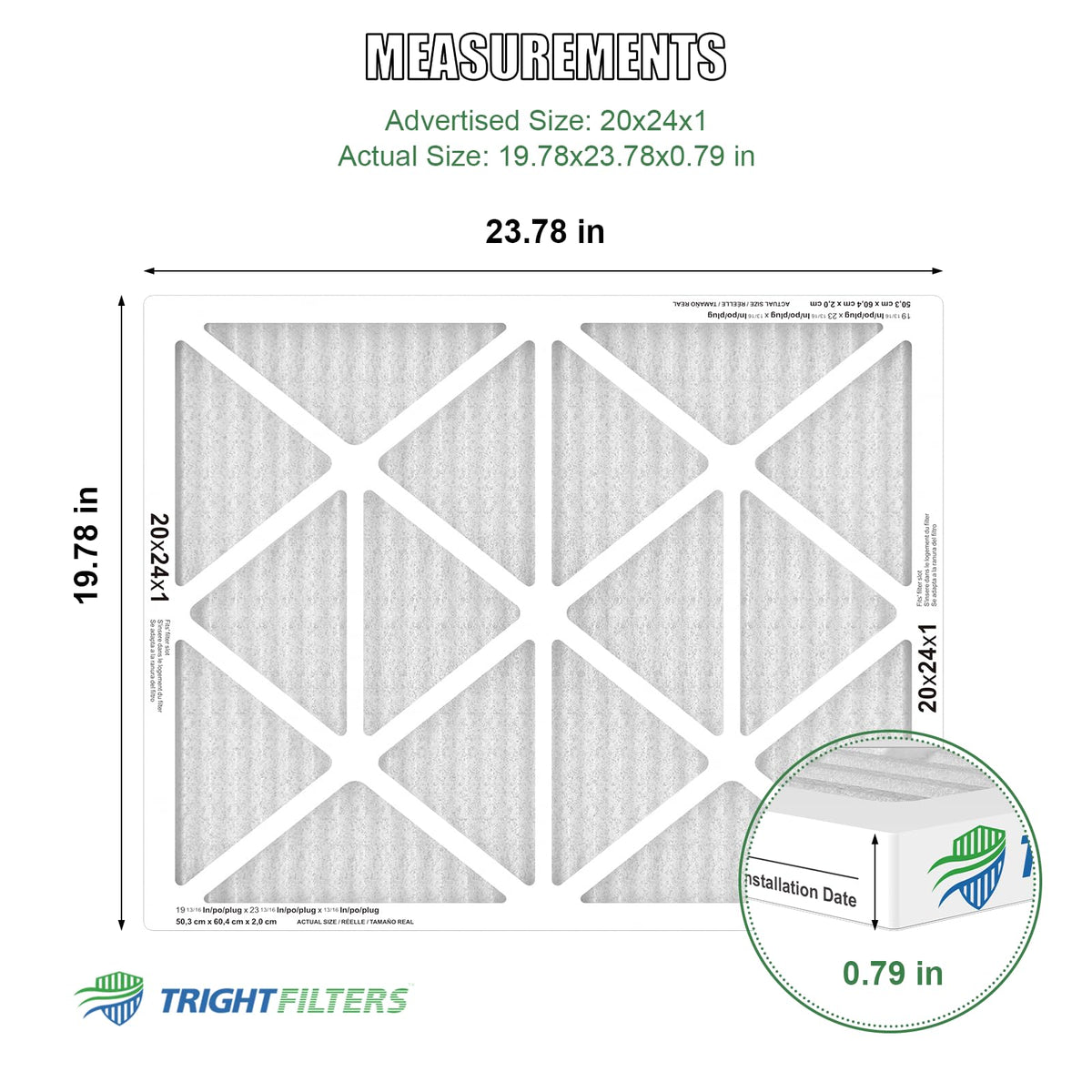 20x24x1 Air Filter 4 Pack, MERV 8 Pleated HVAC Furnace Filter