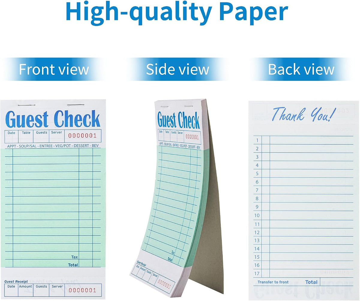 24 Pack Guest Checks Books for Servers Server Note Pads, Green