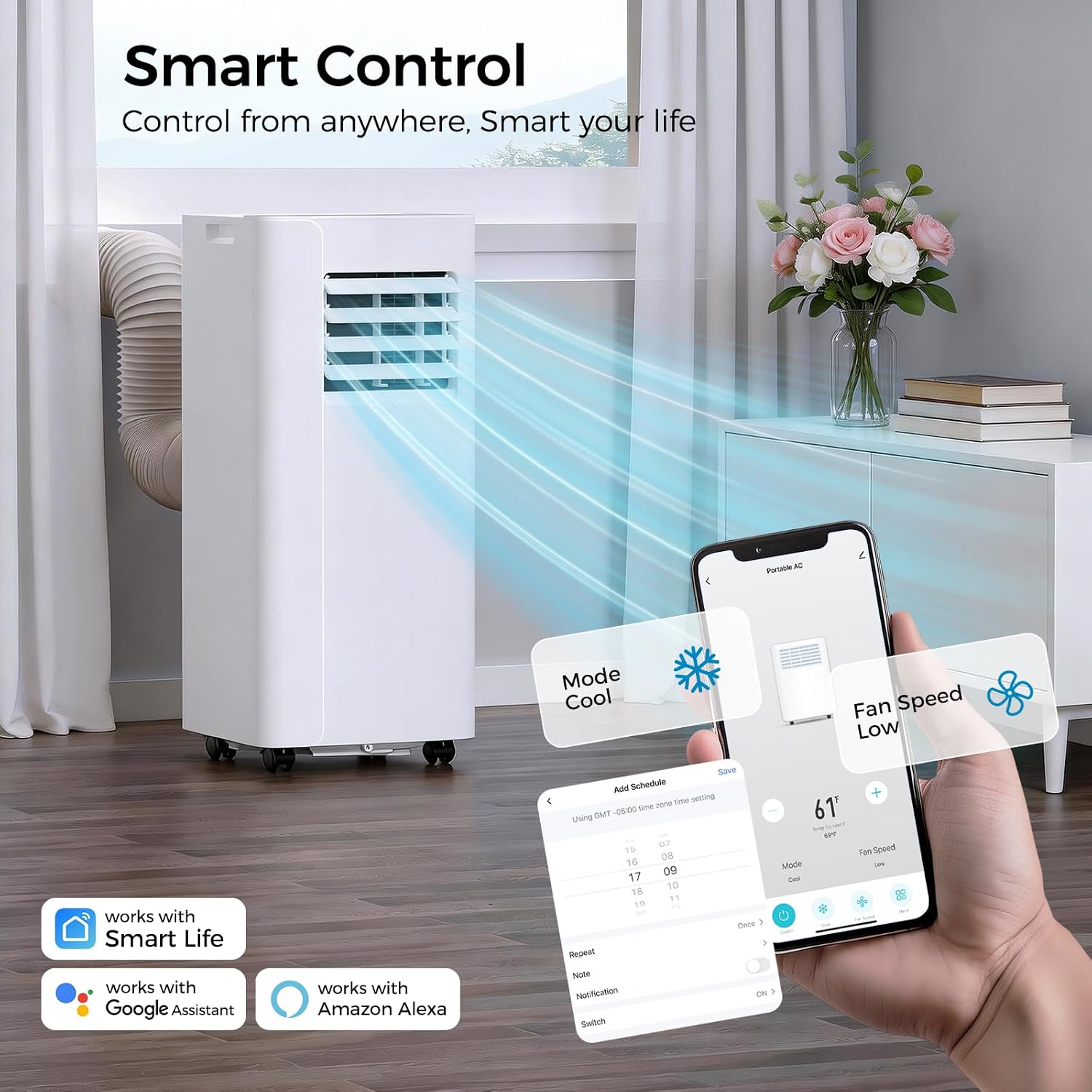 Portable Air Conditioner 16000 BTU, Smart WiFi APP & Remote Control, 5-in-1 AC Unit Cools up to 750 Sq.Ft, 40dB Ultra