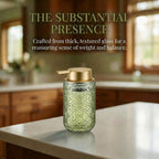 Green and Gold Glass Foaming Hand Soap Dispenser