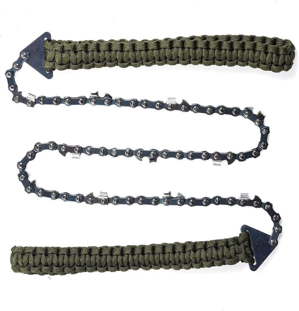 Pocket Chainsaw with Paracord Handle, Folding Chain Hand Saw, Emergency Outdoor Survival Gear for Camping, Hunting