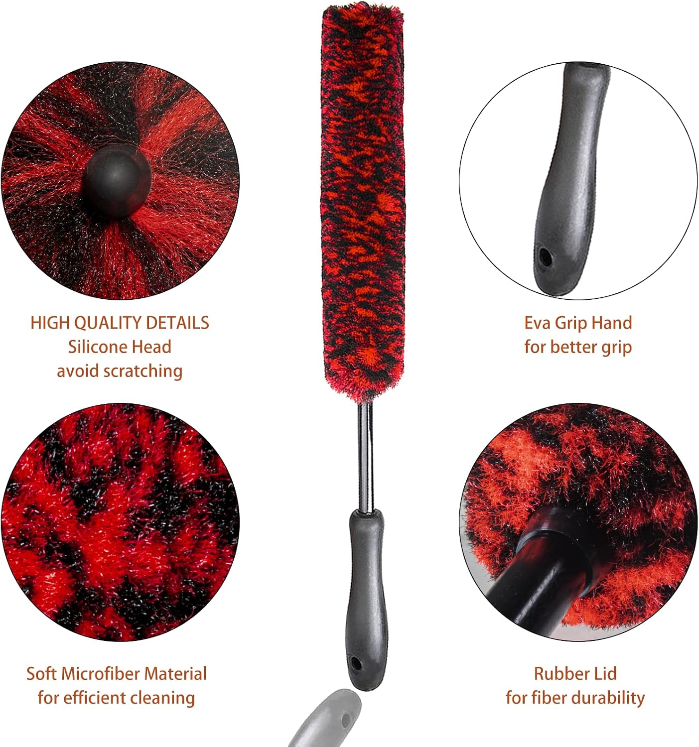 Metal Free Soft Wheel Cleaner Brush, Synthetic Wool Car Cleaning Brush, Highly Water Absorption, Dense and Durable