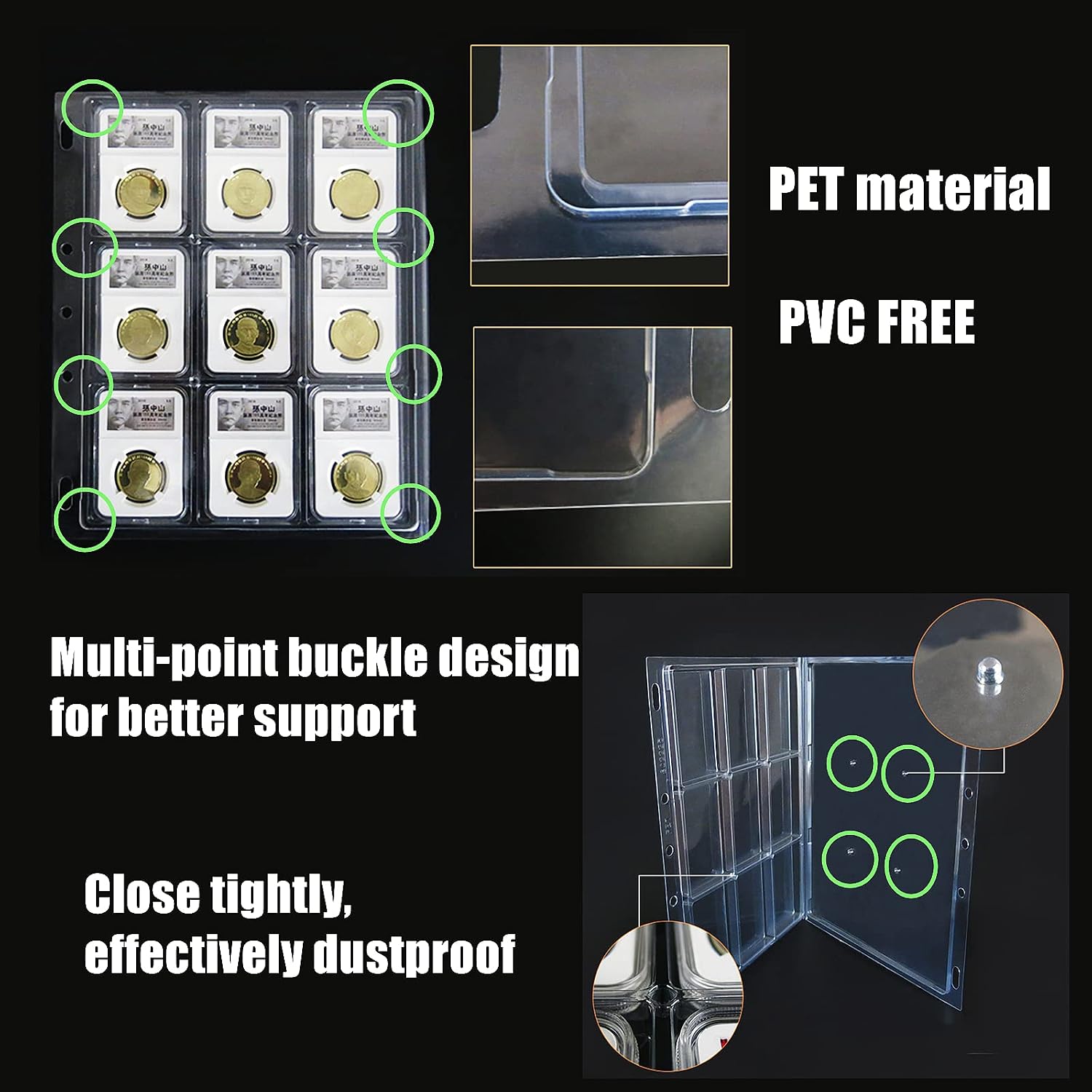 Coin Slab Binder with 2 Sheets Coin Slab Sleeves for PCGS NGC | Coin Slab Storage Certified Holder