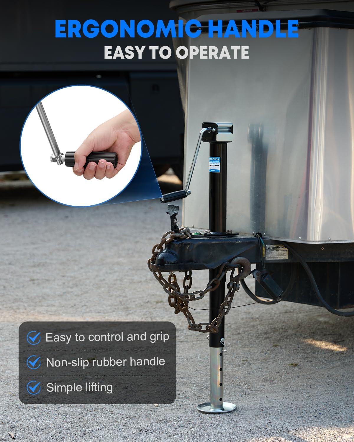 5000 lbs A-Frame Trailer Jack, 22.5" Lifting, Adjustable Drop Leg