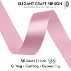 1 Inch Pink Satin Ribbon 50 Yards Single Face Polyester