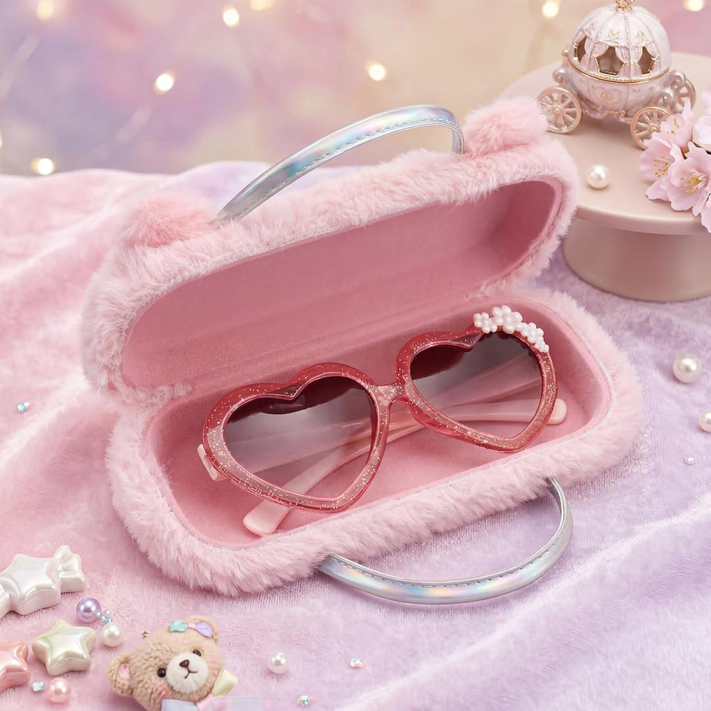Unicorn Kids Sunglasses with Eyeglass Case, Portable Hard Sunglasses Pouch with Handle UV Protection