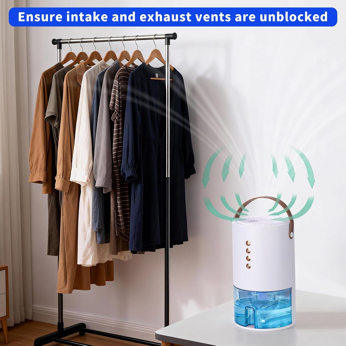 Dehumidifier for Home, 60 Oz | Small Portable Design, For Basement, Bedrooms, Bathrooms, Closets, RVs, Automatic