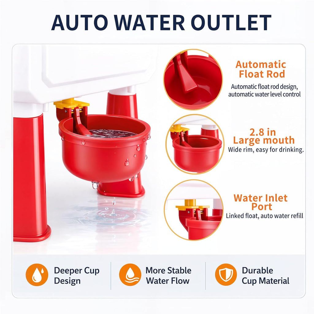 Automatic Chicken Waterer, 2 Gallon with Float Valve, 4 Cups