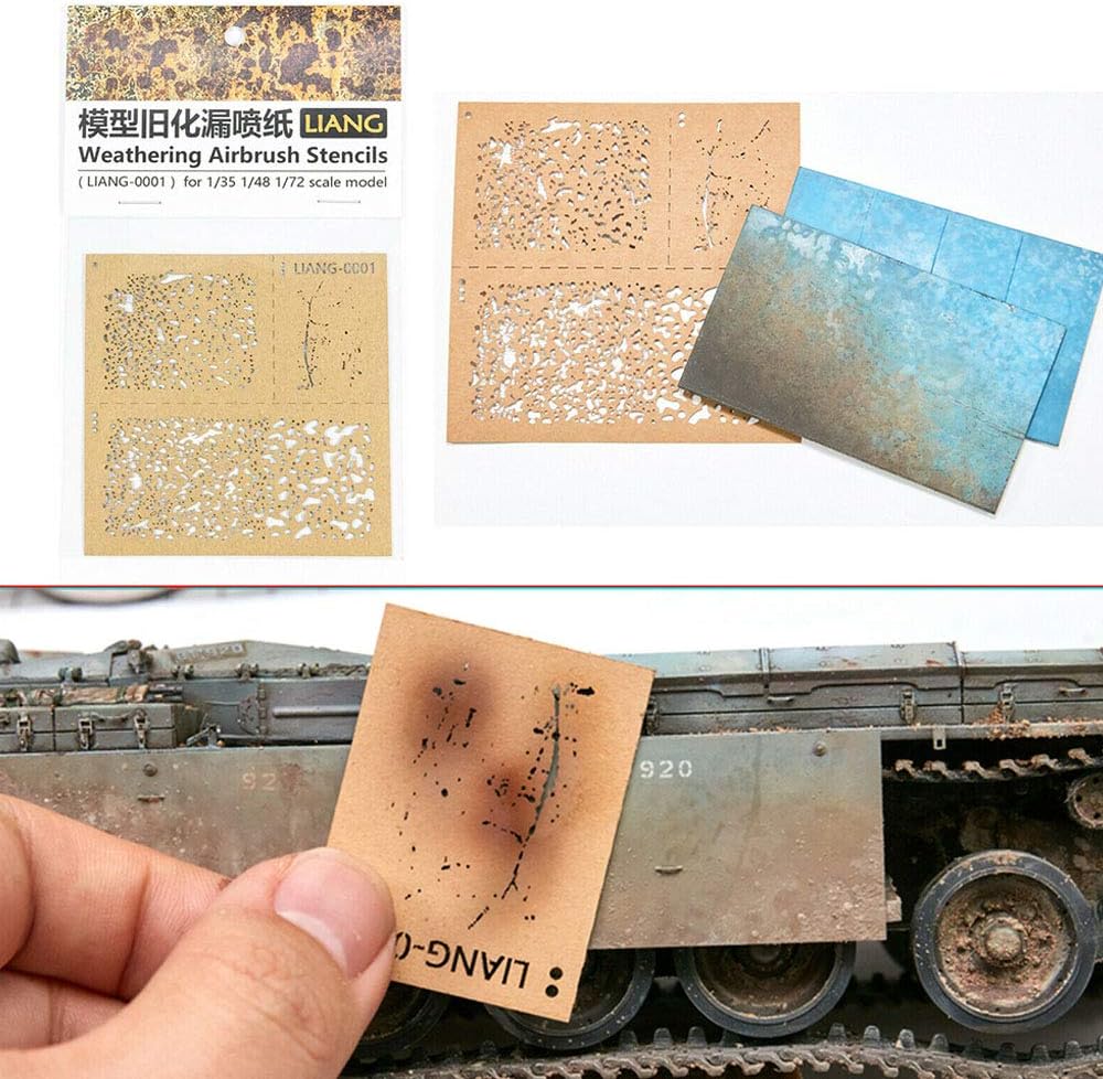 1Set DIY Decoration Weathering Airbrush Stencils Tools for 1/35 1/48 1/72 Scale Model