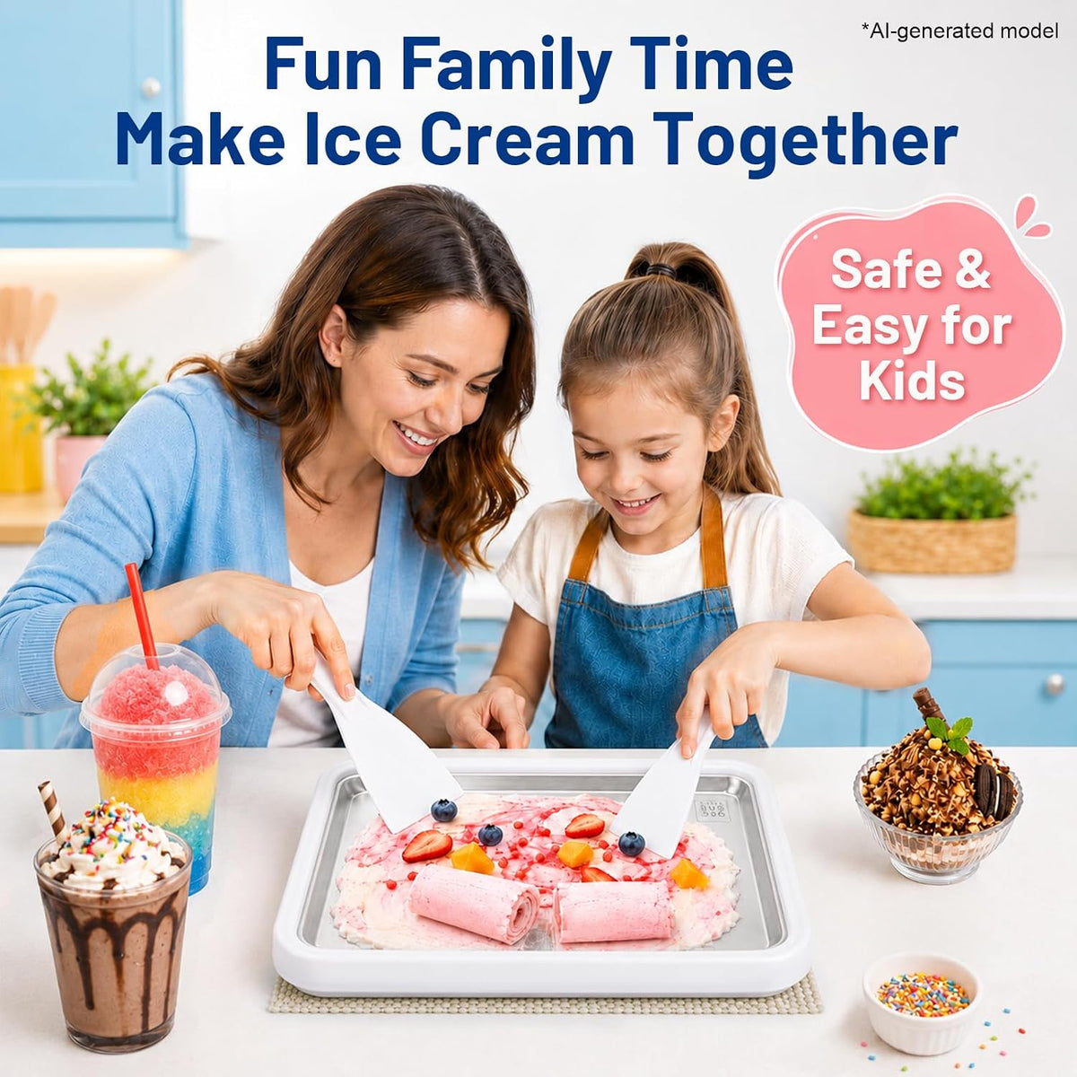 Rolled Ice Cream Maker, Premium Food Grade 316 Stainless Steel