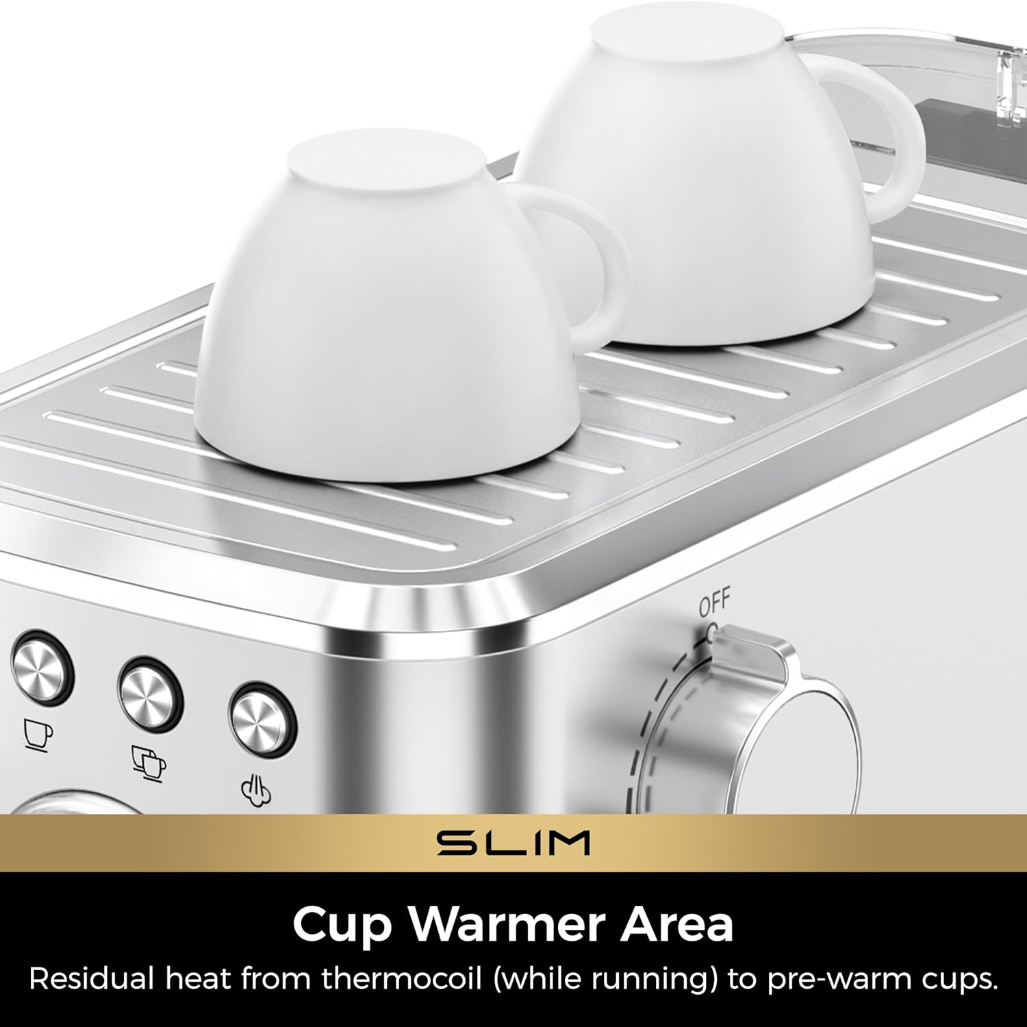 Slim Espresso Machine with Milk Frother for Home Cappuccino & Latte | Precise Pressure Gauge, Food-Grade Materials