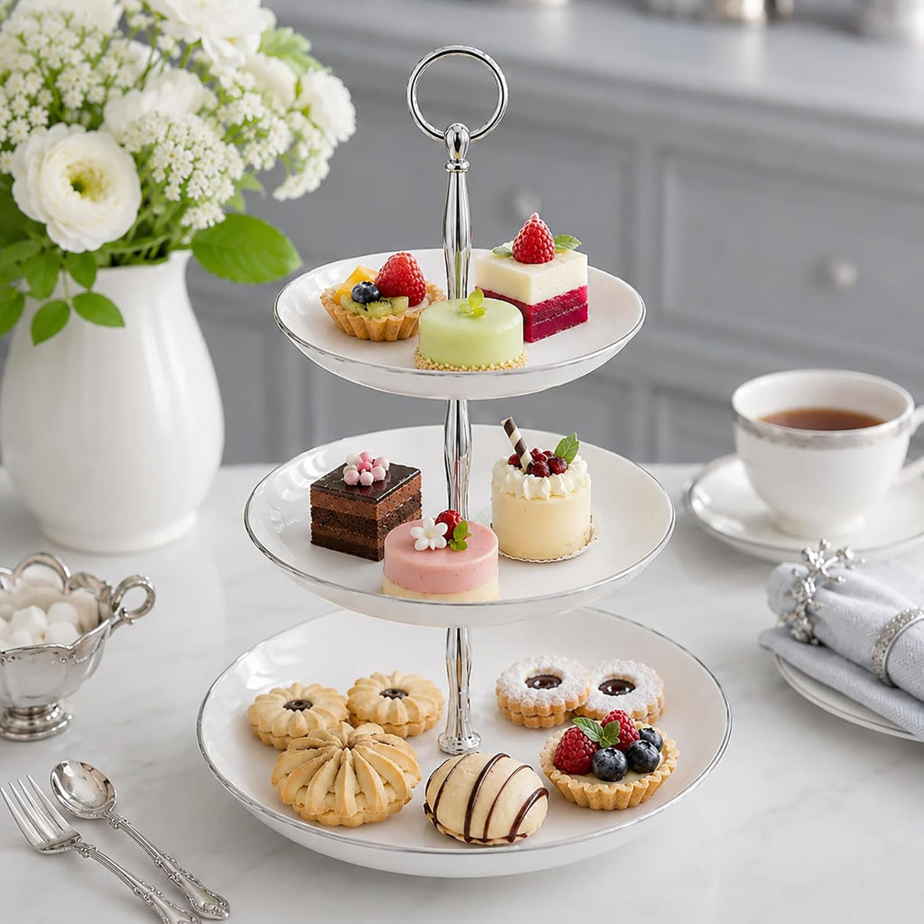 2 Sets 3-Tier Tray Hardware Kits, Vintage Cake Stand Handle Fittings, Heavy Duty Zinc Alloy Rods with Screws &