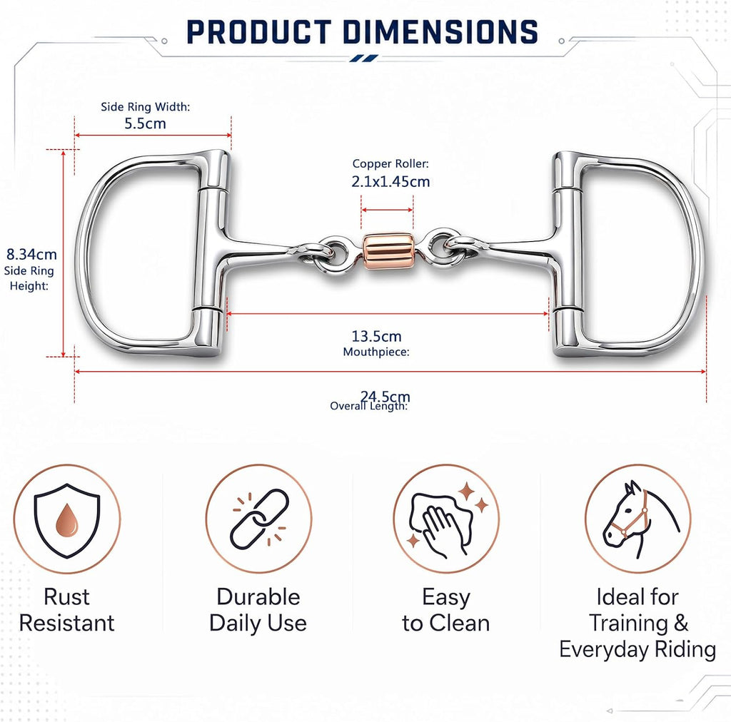 Horse Snaffle Bit Copper Roller D Ring Snaffle Bit