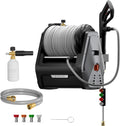 Grandfalls Retractable Wall Mount Pressure Washer Plus, Electric Power Washer with 100ft Pressure Hose, Max 2900PSI