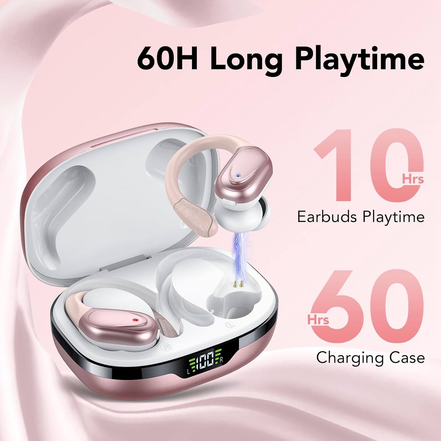 Ear buds Wireless Earbuds Bluetooth 5.3 Headphones 60hrs Playtime with Digital Display Sports Wireless Headphones