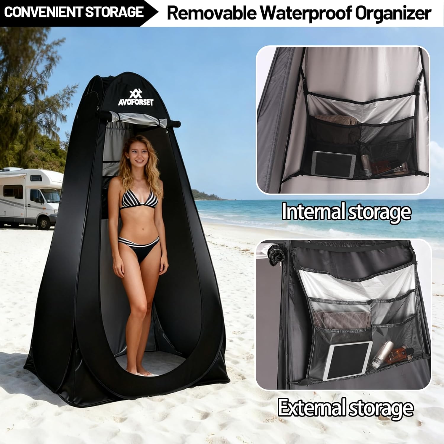 Pop Up Privacy Tent - Camping Shower Tent,Instant Shower Changing Room with 8 Pcs Ground Stakes Portable Toilet