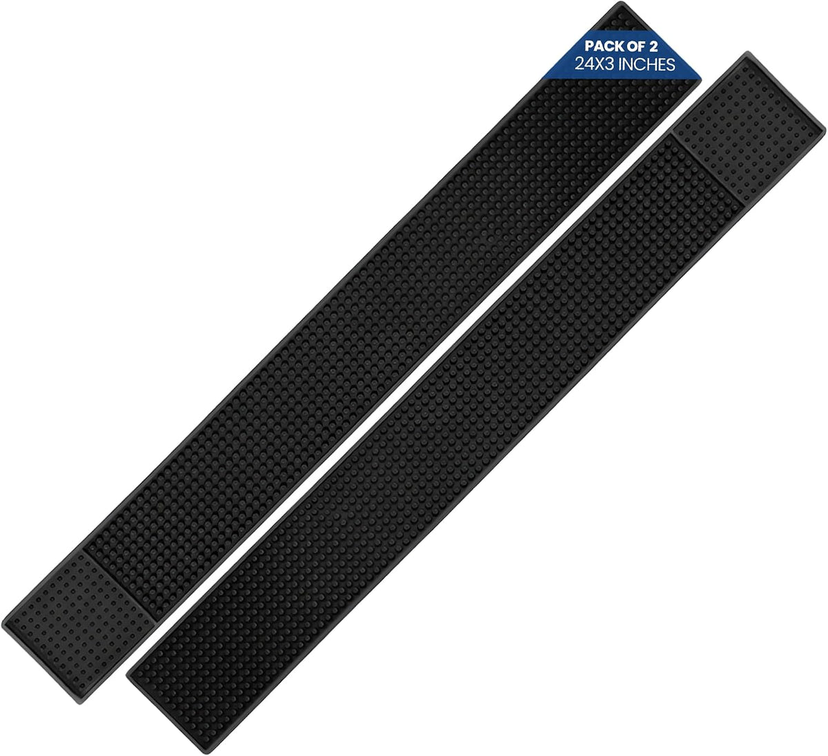 Non-Slip Rubber Bar Mats 24"x3" - Spill Mat for Bartending, Pack of 2