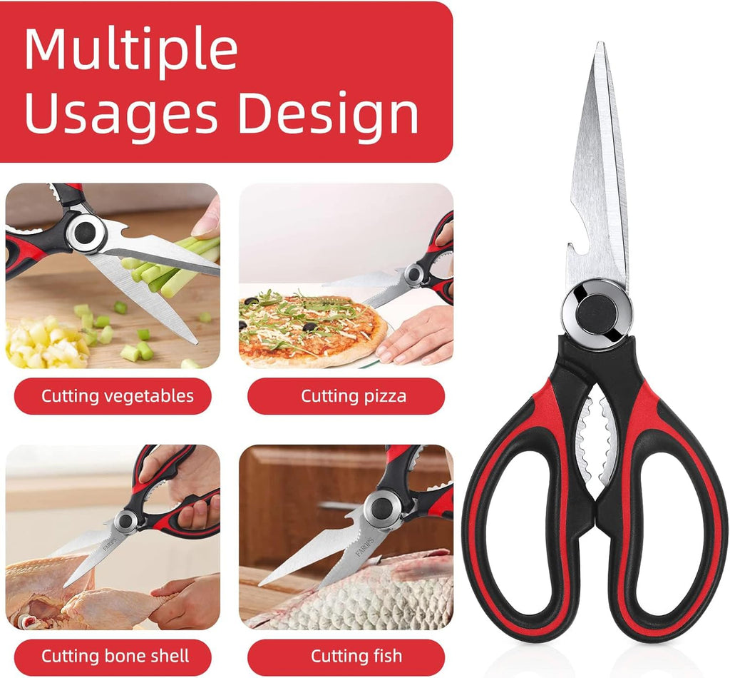 Heavy Duty Kitchen Scissors 2-Pack, Ultra Sharp Stainless Steel Meat Shears for Spatchcocking Chicken, Poultry, Fish