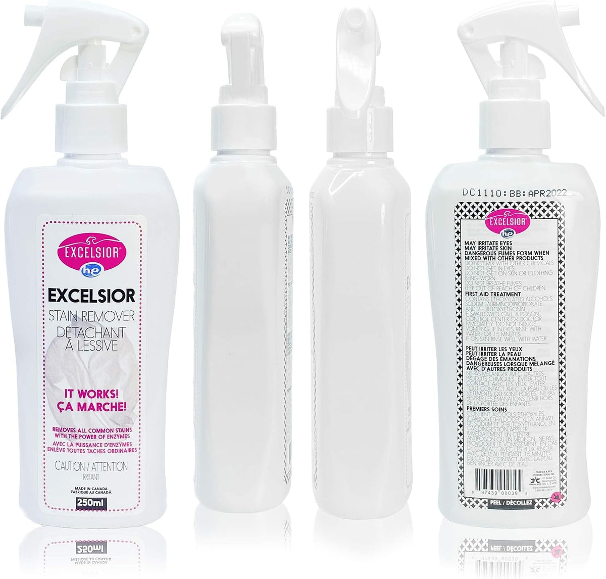 Excelsior HE Enzyme Laundry Stain Remover Spray, 250 mL, Color-Safe