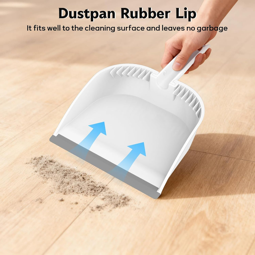 Small Dustpan and Brush Set, Nesting Snap-On Handheld Broom and Dust Pan with Teeth Portable Broom and Dustpan Set