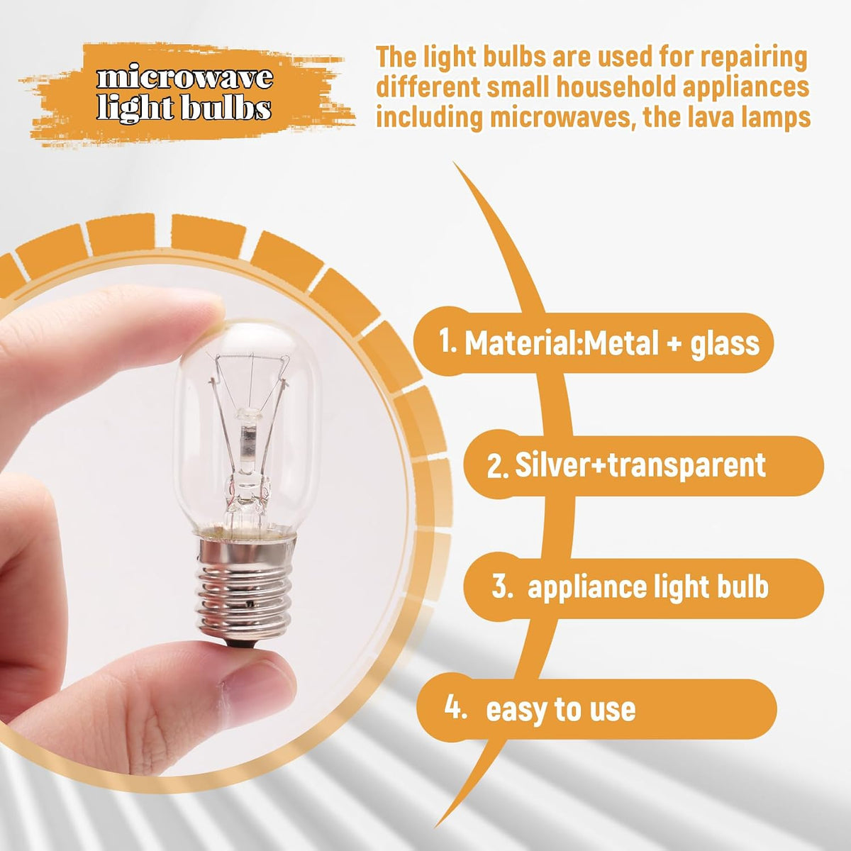 Microwave Light Bulb 40W E17 125V Replacement Part for Microwaves