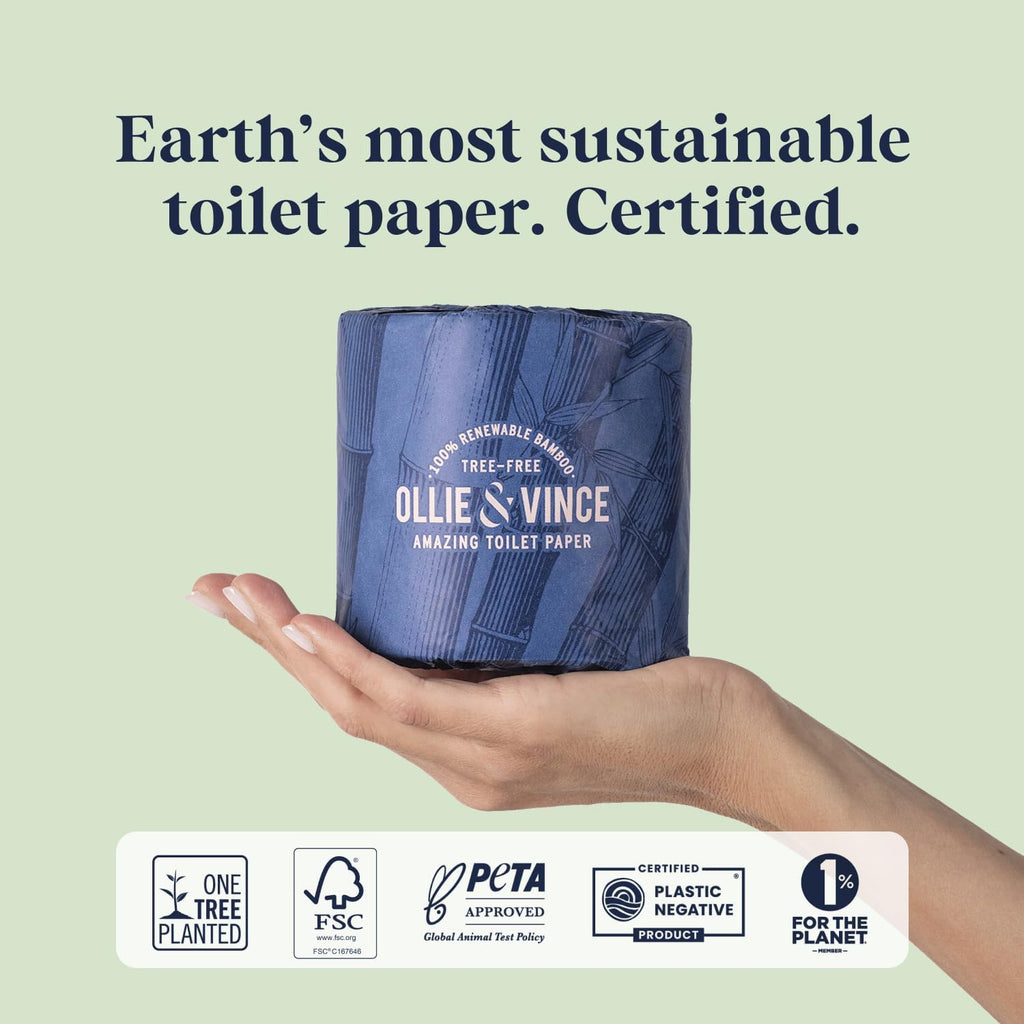 100% Bamboo Toilet Paper - 12 Rolls, Tree-Free, Sustainable
