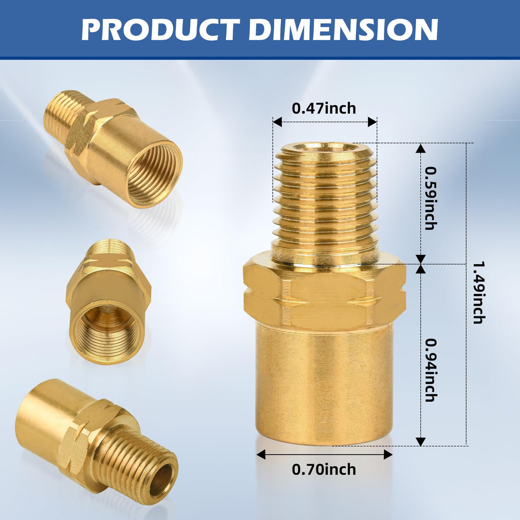 Inert Arc Adapters, 2 Pack, 1/4" (NPT) Thread Brass Argon Hose Fittings
