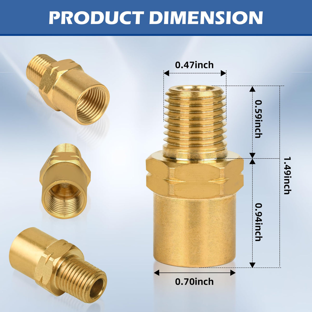 Inert Arc Adapters, 2 Pack, 1/4" (NPT) Thread Brass Argon Hose Fittings