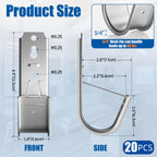 20 Pack J Cable Hook with Retainer Clip,2" J-Hook for Hanging Cable & Wire