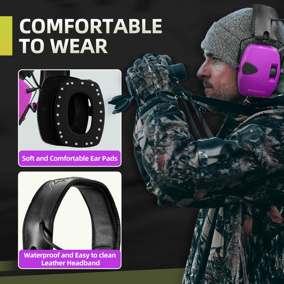 EM054 Electronic Shooting Ear Protection with 4X Sound Amplification 2 Pack,Slim Active Noise Reduction Earmuffs for