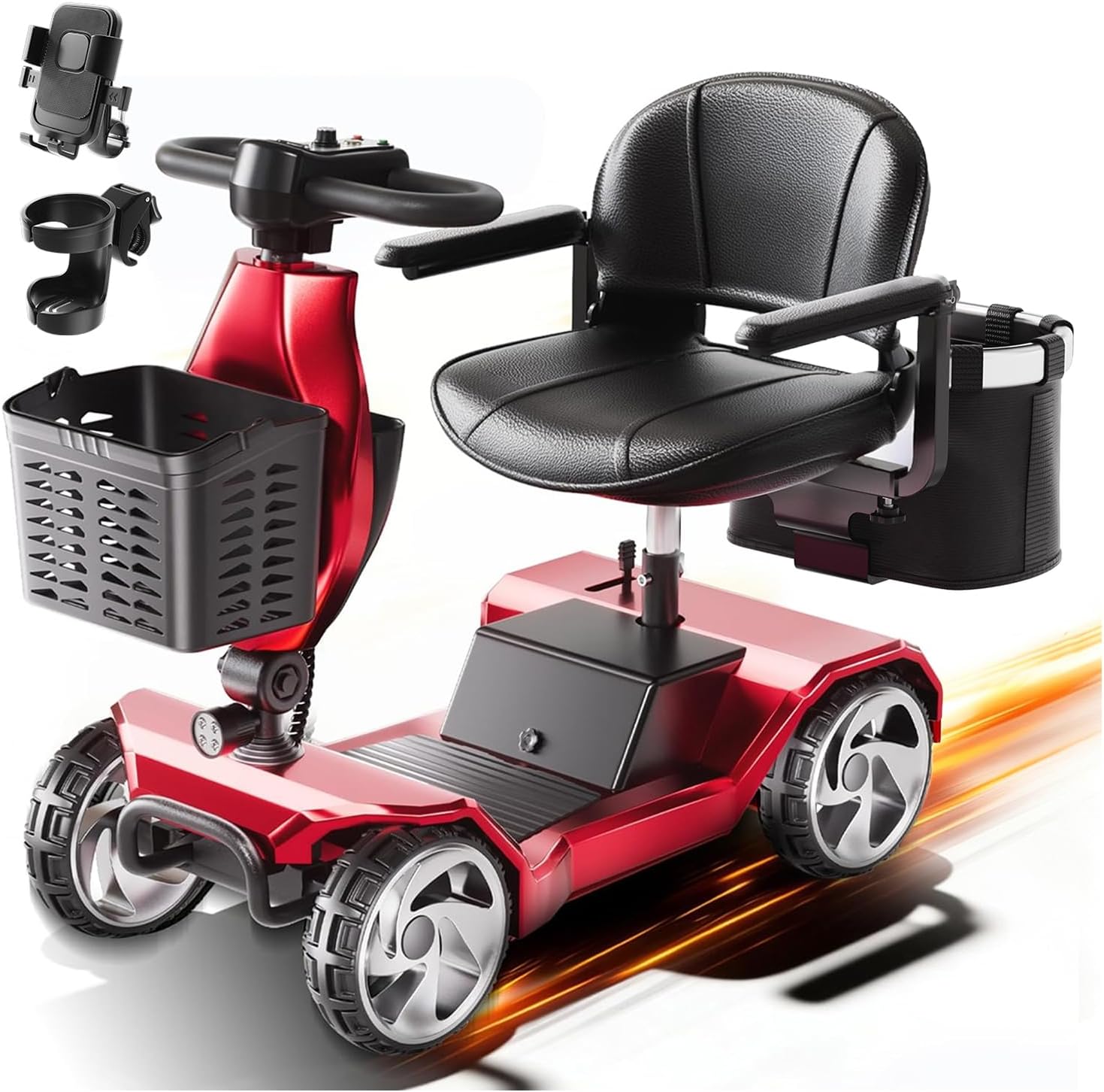 Foldable Mobility Scooters for Seniors, FSA&HSA Eligible,330LBS Capacity, Red Powered Electric Mobility Scooters, 4