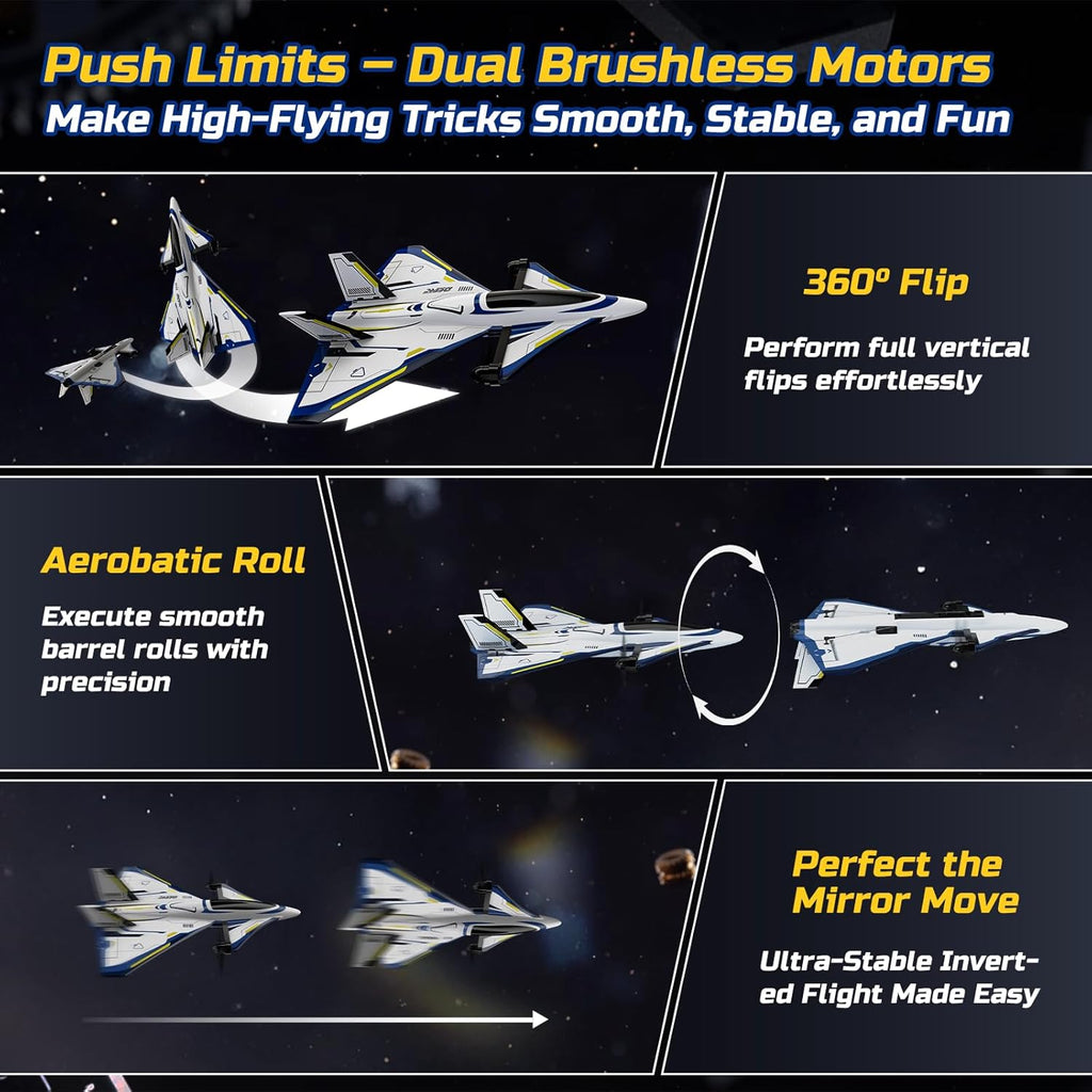 4CH Brushless RC Plane,Sci-Fi Remote Control Jet Hobby Airplane with LED Lights RTF Aerobatic Aircraft Toys,2.4GHz