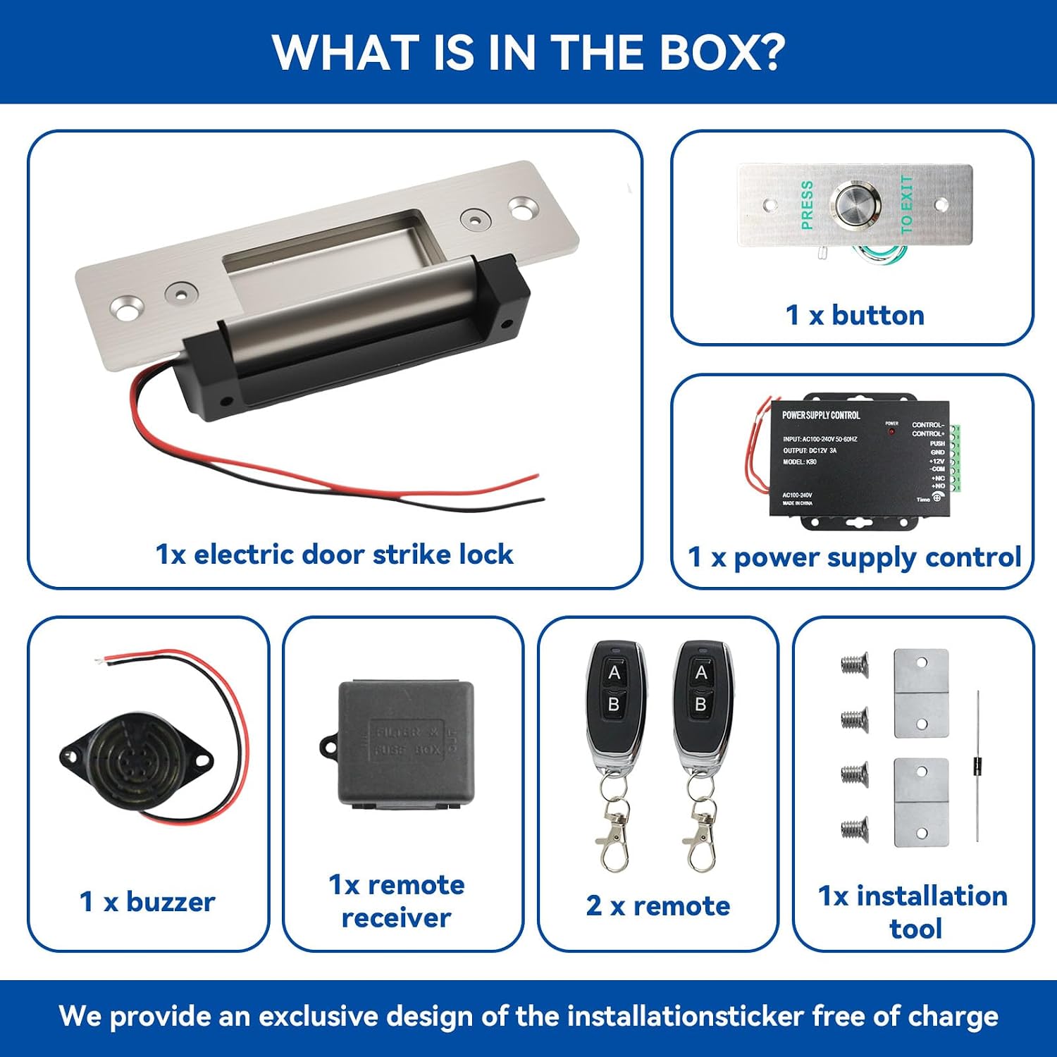 2026 Upgraded Access Control Electric Strike Door Lock Kit | Fit Cylindrical Mechanical locksets Wireless Door Buzzer