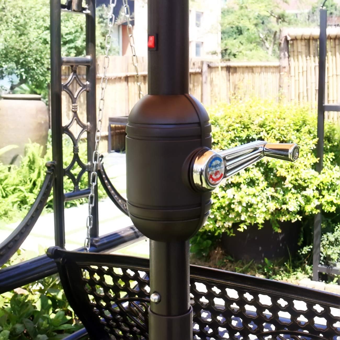 9Ft Patio Umbrella Outdoor Table Umbrella with 8 Sturdy Ribs (Dark Gray)