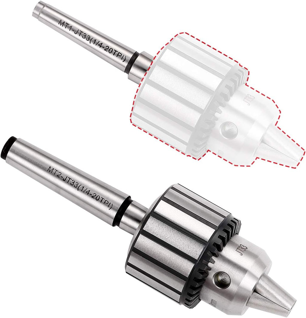 KingTool 4-Piece 1/2-Inch Drill Chuck Set with Key and Morse Taper Arbors